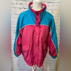 Be In The Current Seen Vintage 90s Jacket Women Pink Teal Color block Coat 1X